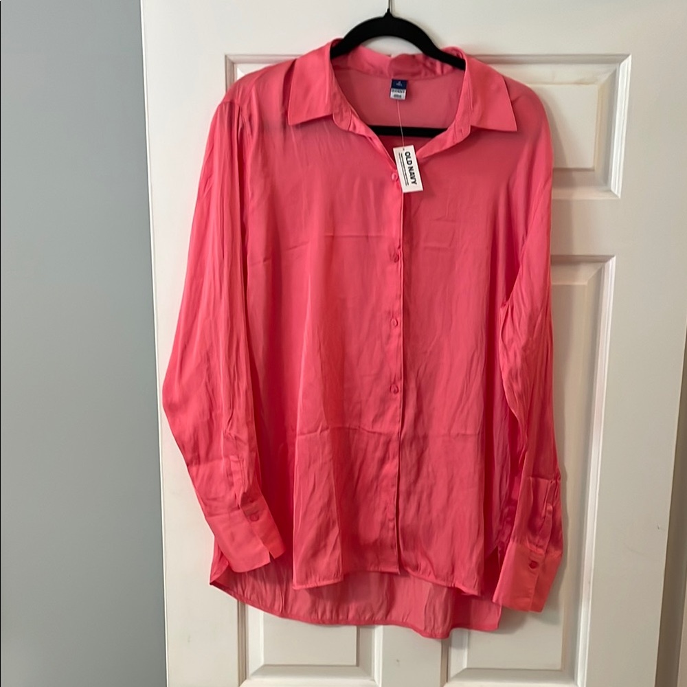 Old Navy Vibrant Pink Shirt medium Tall